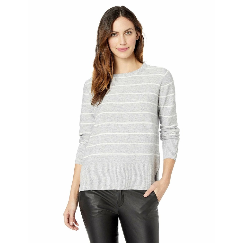 NYDJ Women's Long Sleeve Crew Neck Sweater X-Large Heather Grey Vanilla Stripe